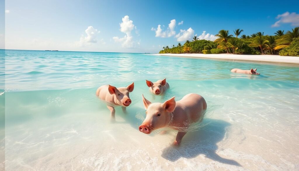 swimming with pigs